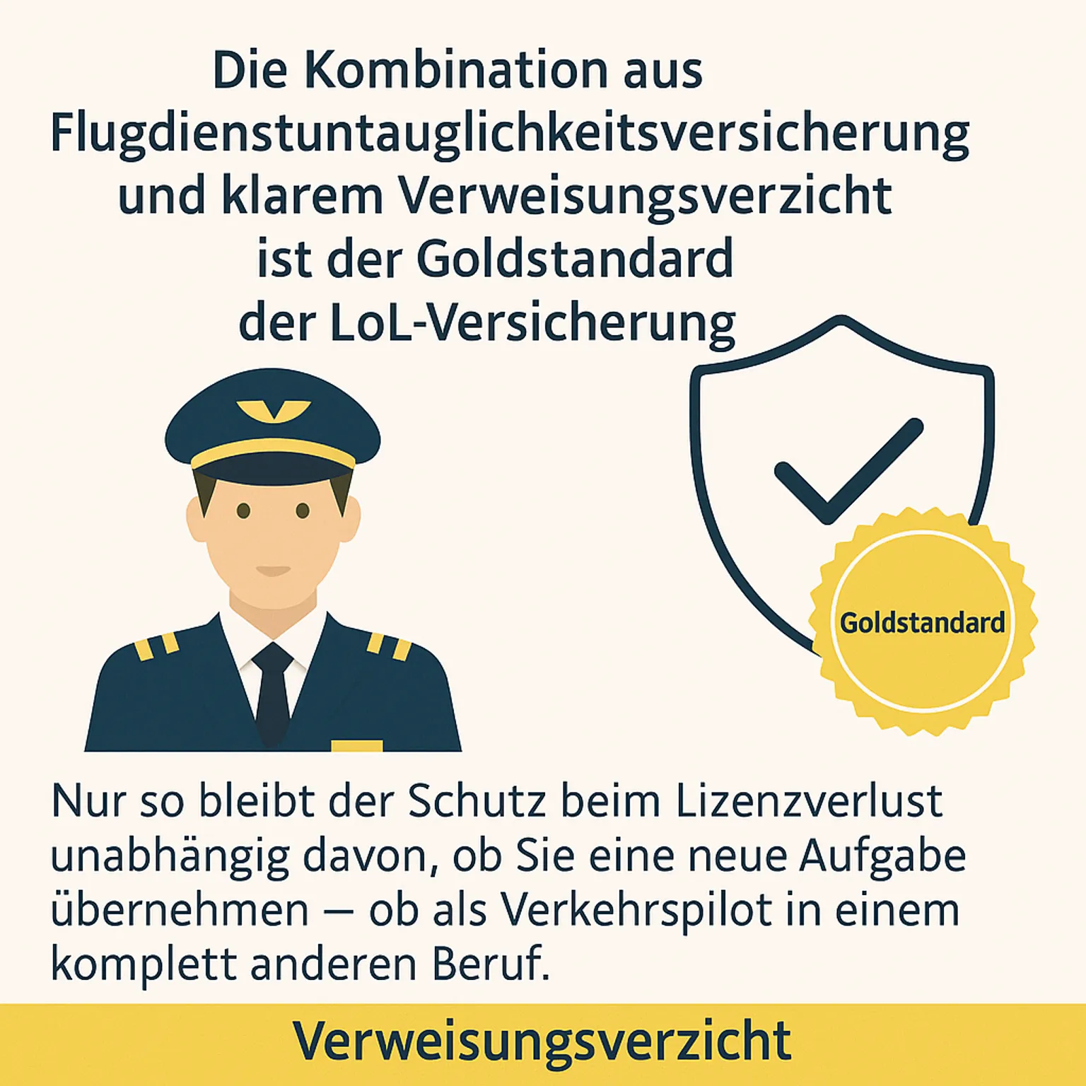 Pilot Loss-of-License Versicherung ohne Verweisung ist Goldstandard