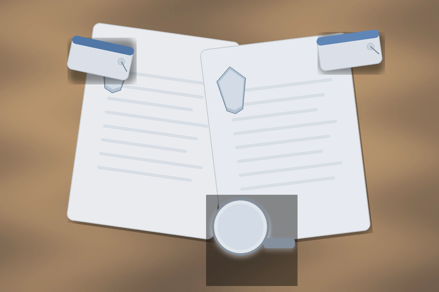 Symbolfoto: Zwei Dokumente mit Schutz-Symbol und Tags auf Holztisch – Synonyme, gleicher Schutz